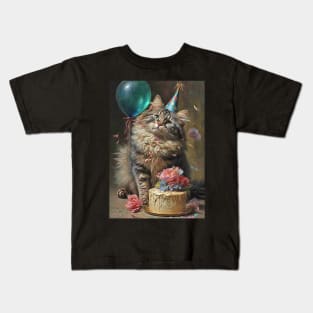 Maine Coon Cat Birthday Card #2 Kids T-Shirt